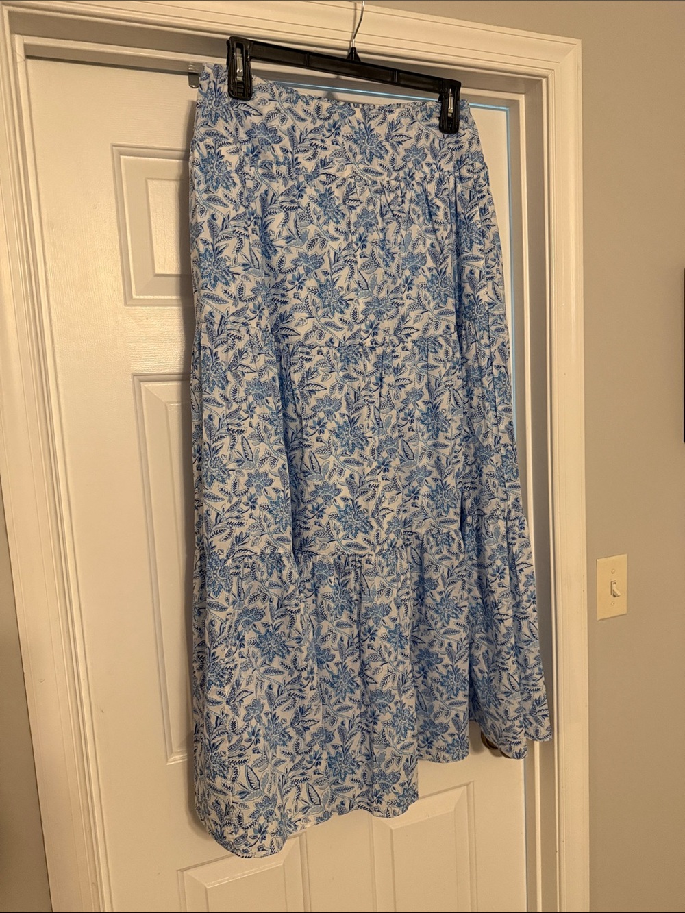 J. McLaughlin Ophelia Blue and White Smocked Floral Maxi Skirt - Picture 2 of 5